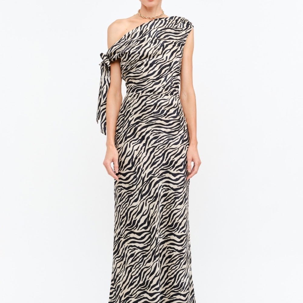 Remy Zebra Satin Midi Dress – Statement Print Slip Dress | NOIR21